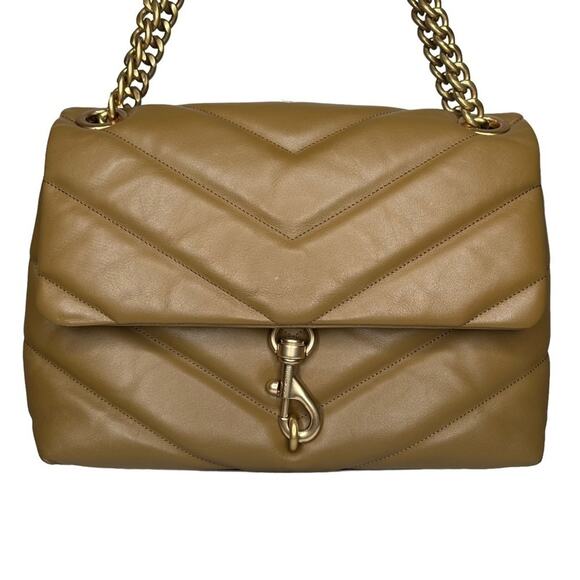 Rebecca Minkoff Military Leather Edie Maxi Chain Shoulder Bag - Picture 11 of 12